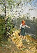 Severin Nilsson Liten hallandsflicka oil painting on canvas